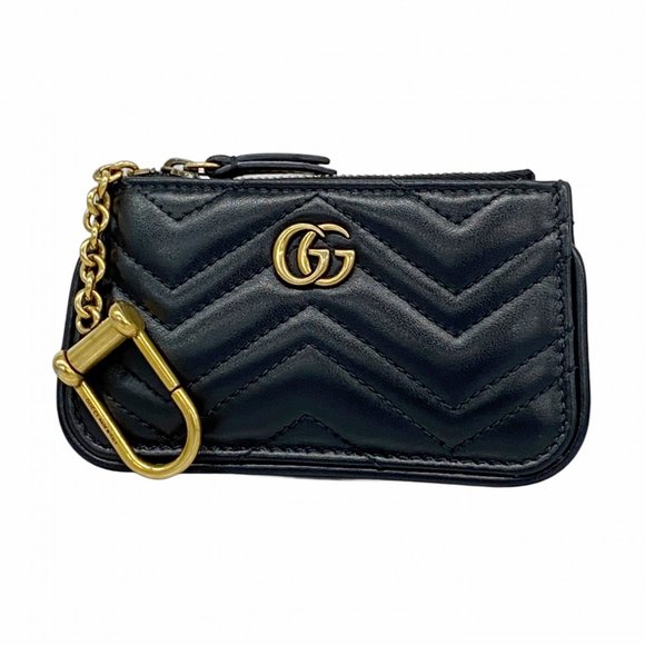Gucci GG Marmont Wallet/Coin Case 671773 Leather Black Women's - Picture 1 of 9